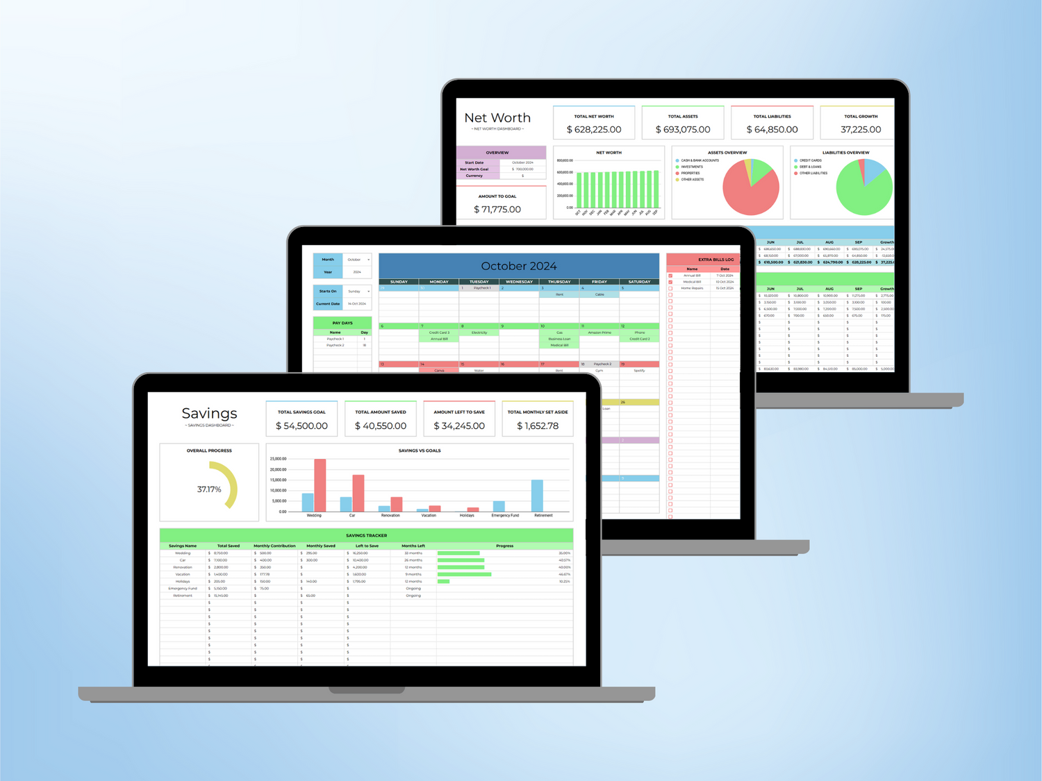 Mockup of Financial Tracker Templates collection for Google Sheets