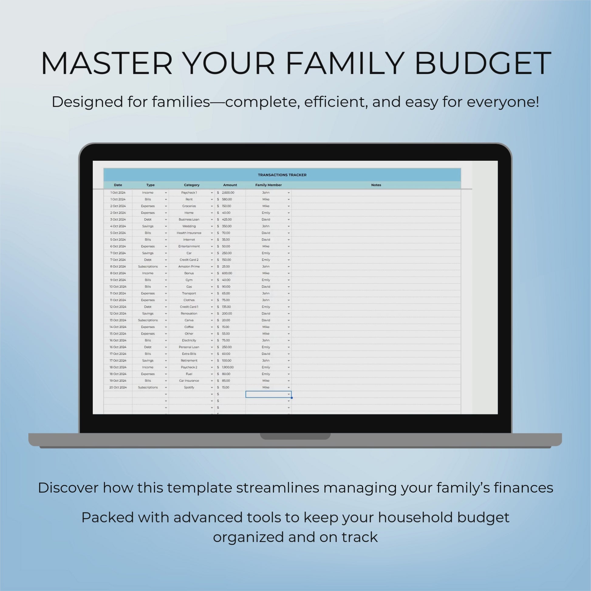 Quick video on using the Advanced Family Monthly Budget Template for Google Sheets